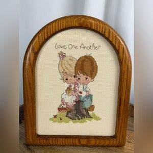 Vintage 1989 Handmade Cross Stitch Love One Another